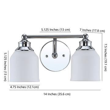 Lydia Iron/Frosted Glass Farmhouse Cottage LED Vanity Light - JONATHAN Y
